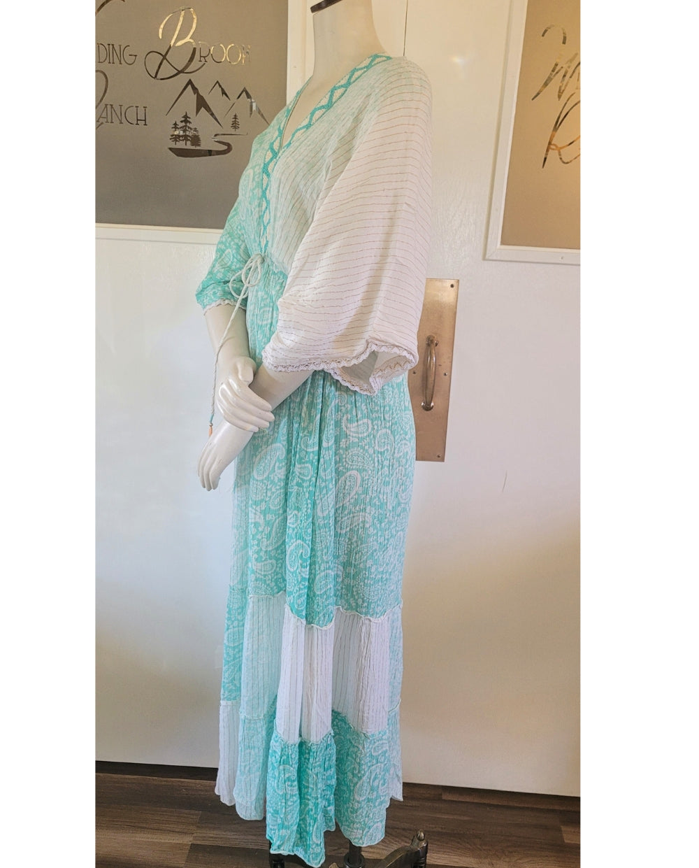 Elegant Sari Dress in Aqua