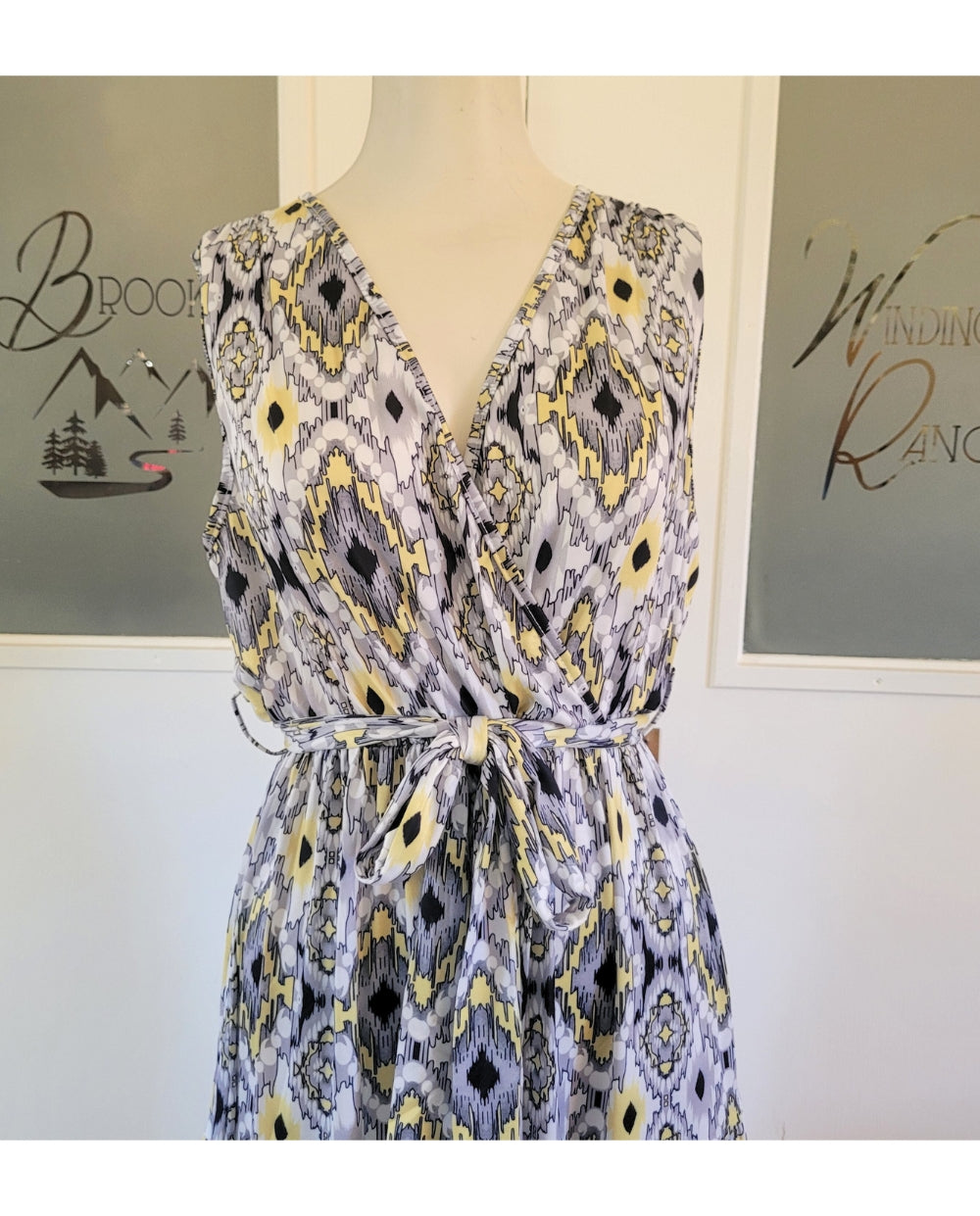 Gray Patterned Flowy Maxi Dress