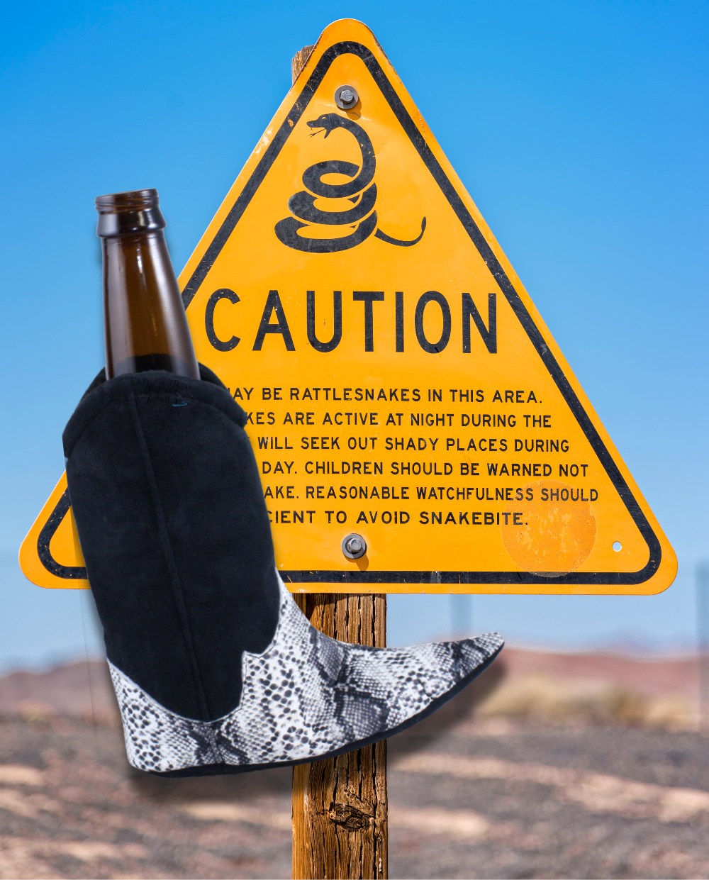 Cowboy Boot Coolie | Snakeskin Print Beer Cooler Sleeve