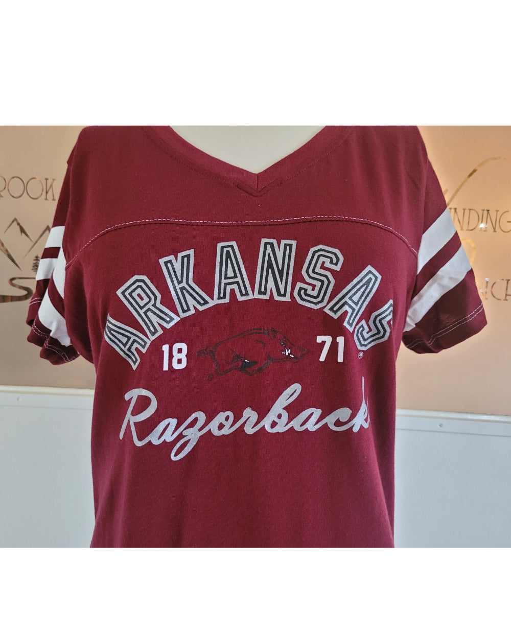 Arkansas Razorback V-neck Fan Favorite Tee by 47