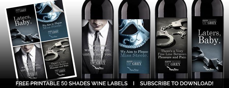 50 Shades of Grey Printable Wine Labels - Tipsy Totes | Wine Gifts | Beer Koozies | Wine Totes | Simply Fabulous