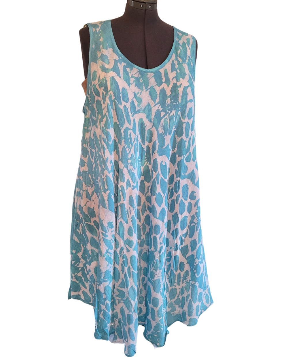 Aqua Tie Dye Plus Size Umbrella Dress