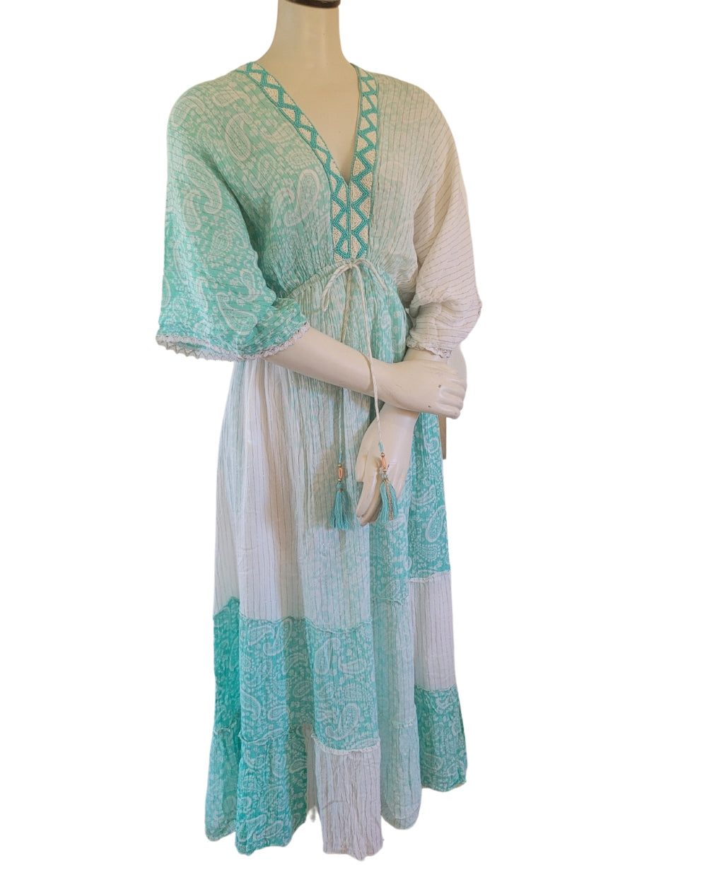 Elegant Sari Dress in Aqua