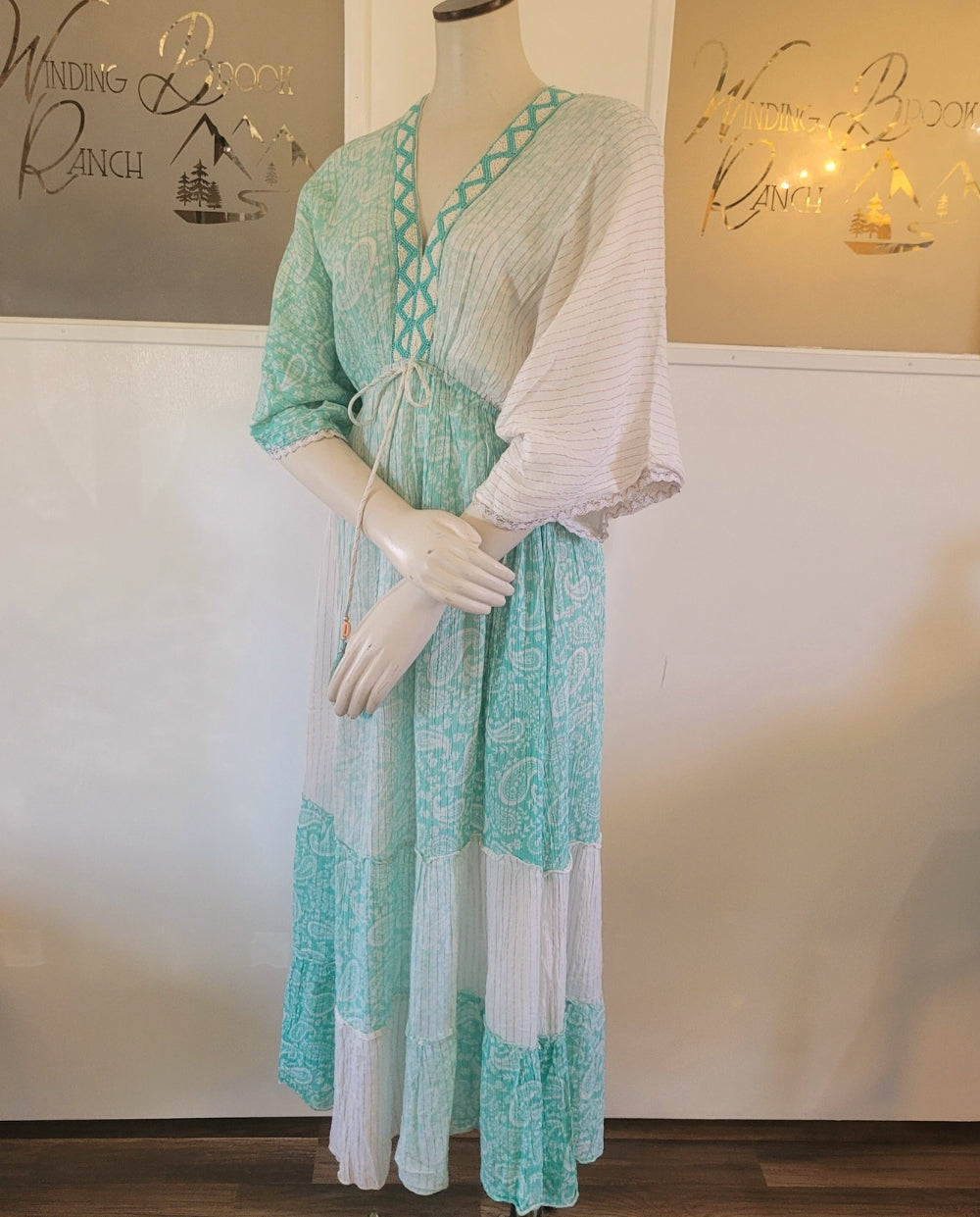 Elegant Sari Dress in Aqua