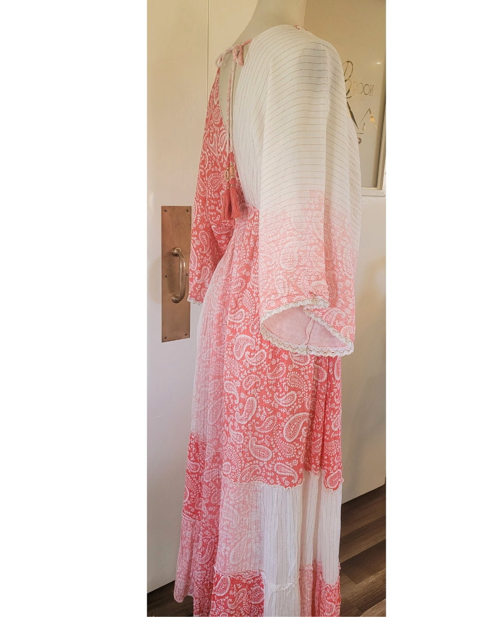 Elegant Sari Dress in Coral