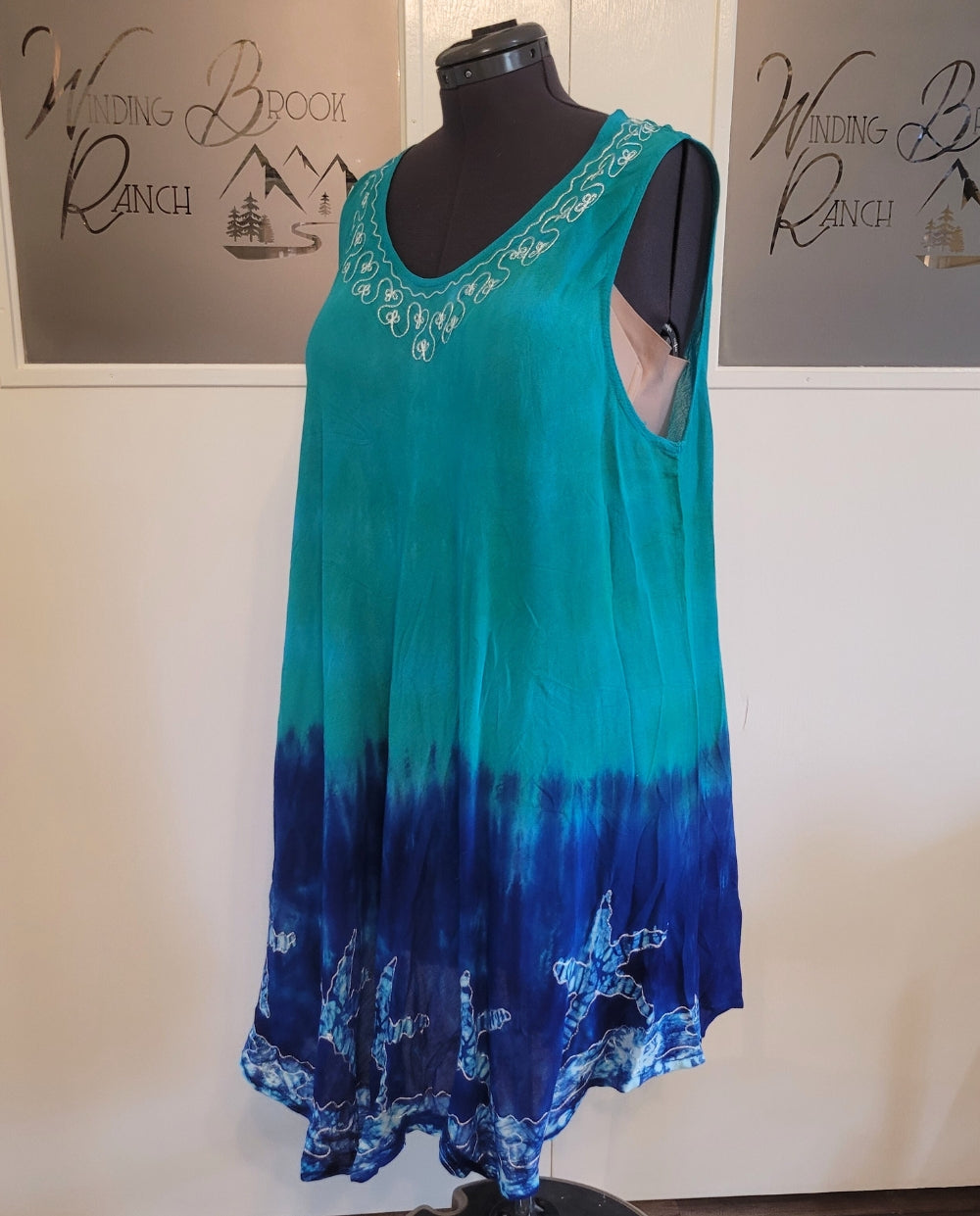 Teal Dipped Plus Size Summer Dress