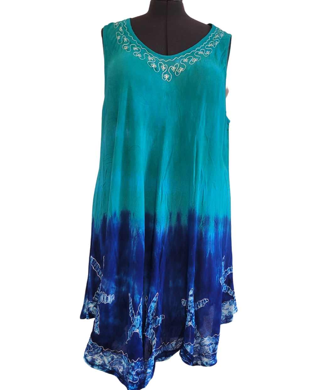 Teal Dipped Plus Size Summer Dress