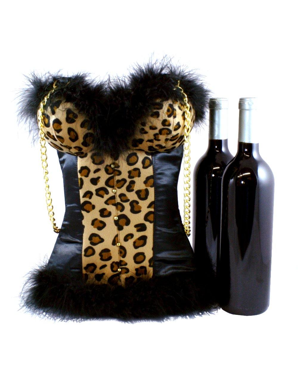 Sexy Cheetah Leopard Wine Tote with Satin, Insulated, Chain Handles