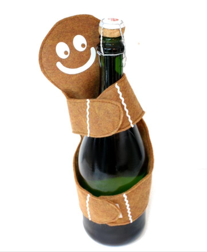Ginger Bread Man Wine Bottle Hugger - Fantastic Holiday Gift Idea - Tipsy Totes | Wine Gifts | Beer Koozies | Wine Totes | Simply Fabulous