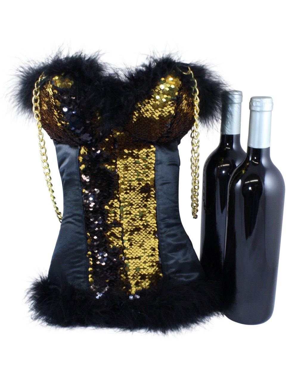 Wine Bag for 2 bottles - wine or spirits in Gold Sequins by Tipsy Totes