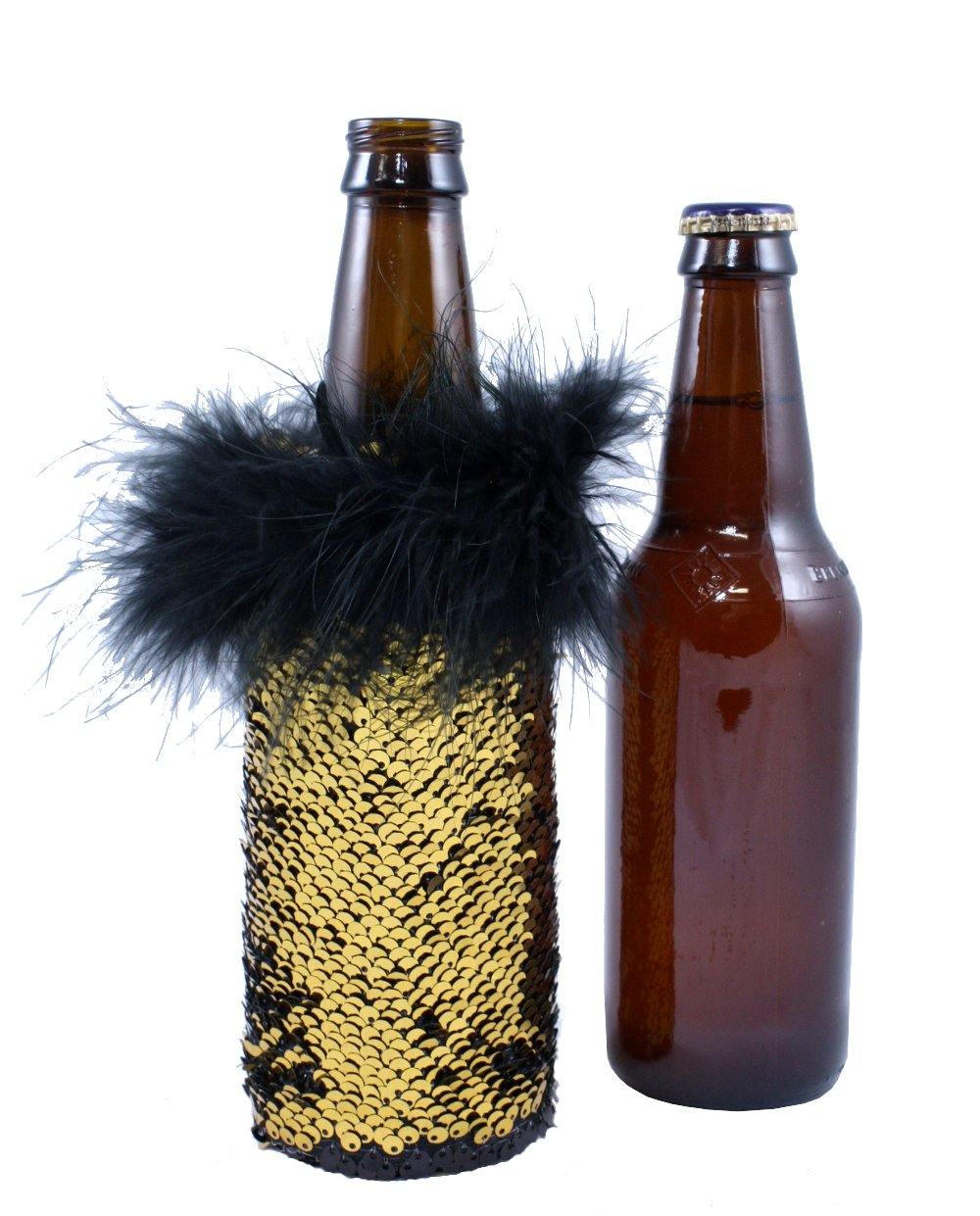 Gold to Black Reversible Sequin Coosie. Sequin Koozie by Tipsy Totes