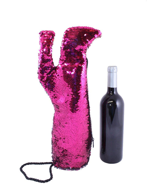 Hot Pink Sequin Stiletto Wine Bag by Tipsy Totes