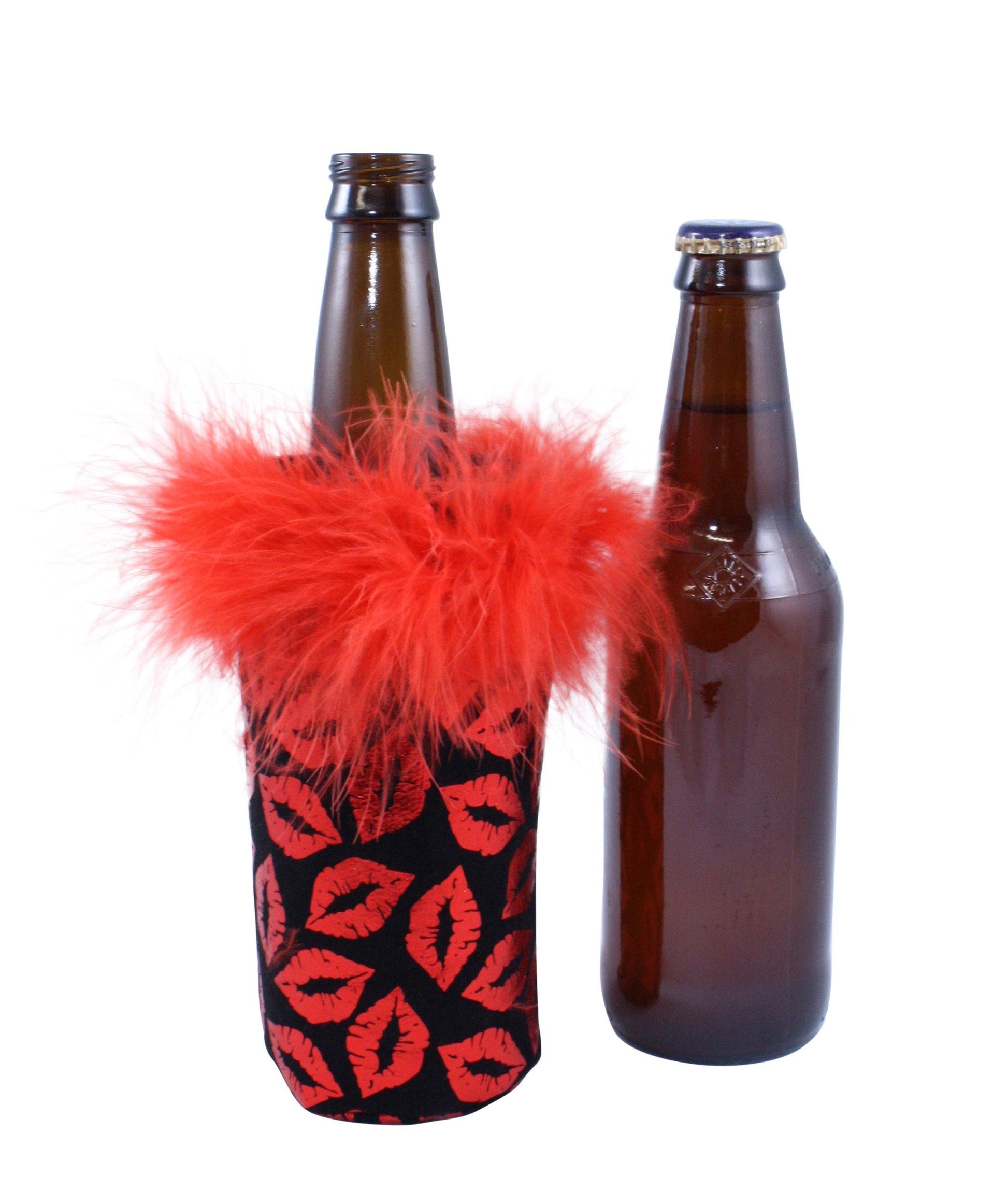 Red Metallic Lips Koozie by Tipsy Totes