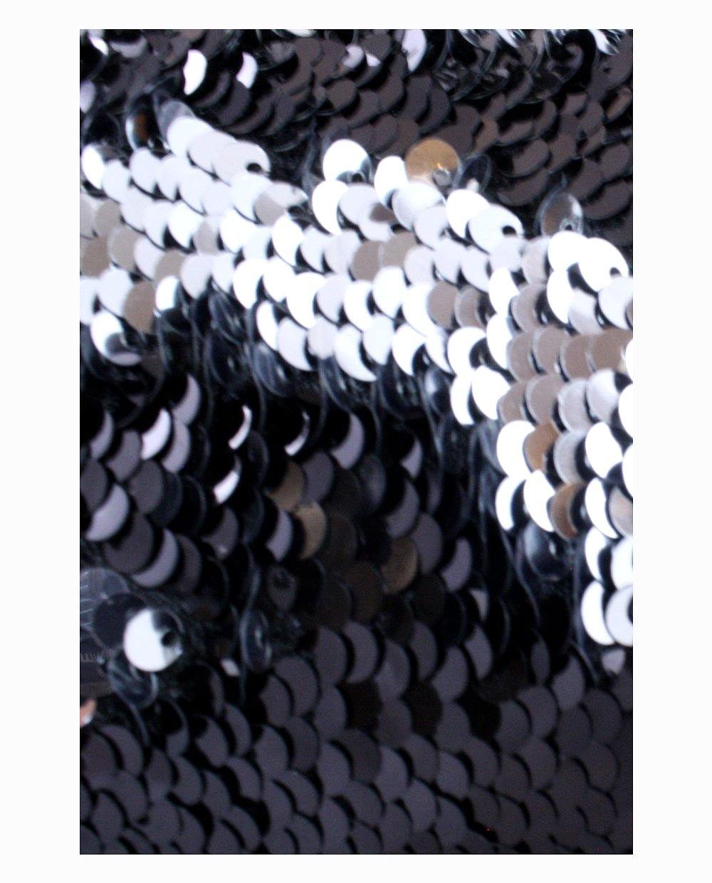 Black to Silver Reversible Sequin Fabric 