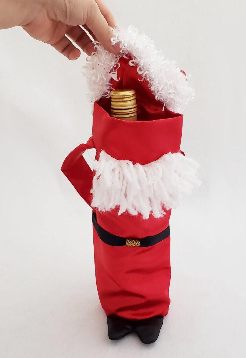 Adorable Santa Bag with Hat and Feet - Tipsy Totes | Wine Gifts | Beer Koozies | Wine Totes | Simply Fabulous