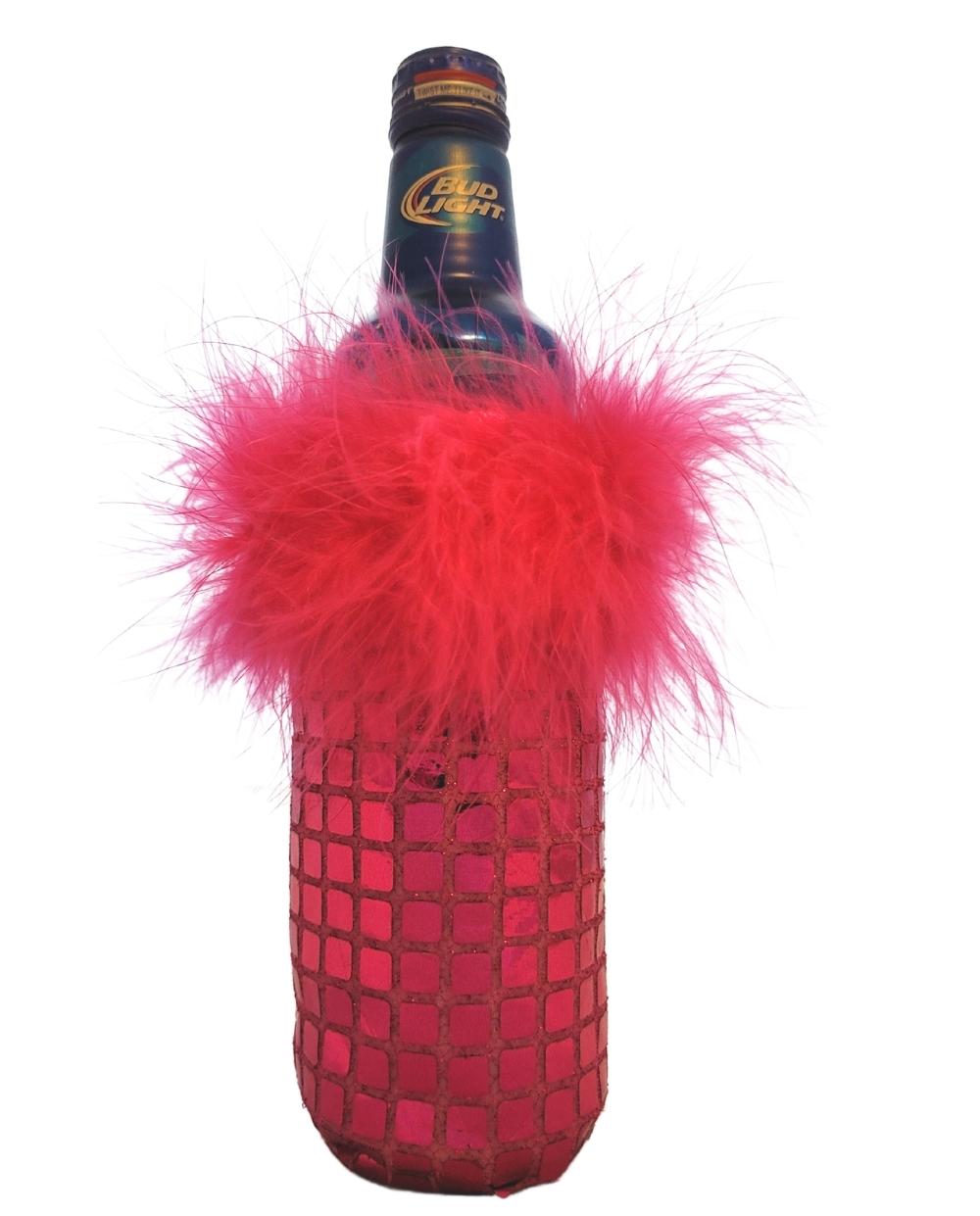 Hot Pink Square Sequin Beer Holder Koozie