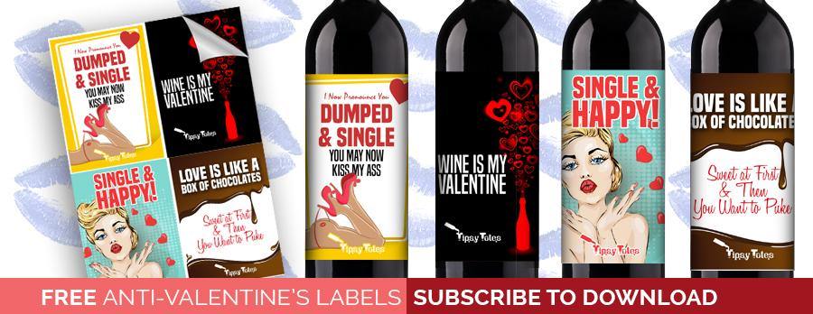 FREE PRINTABLE ANTI-VALENTINE'S DAY WINE LABELS - Tipsy Totes | Wine Gifts | Beer Koozies | Wine Totes | Simply Fabulous